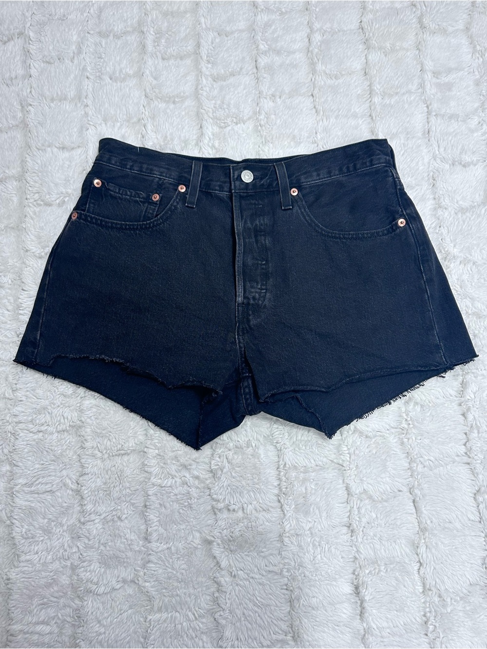 Levi’s 501 Original High-Rise Cut-Off Denim Shorts Lunar Black Size 30
